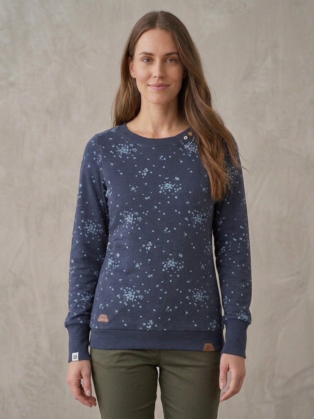 Ragwear Navy Flowers Print Crewneck Sweatshirt
